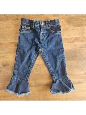 5/$25 Toddler Girls Denim Flare Jeans Ruffle Hem Dark Wash Size 2T
